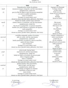 Menus Du Au Fevrier Lyc E Polyvalent Lamarck Albert