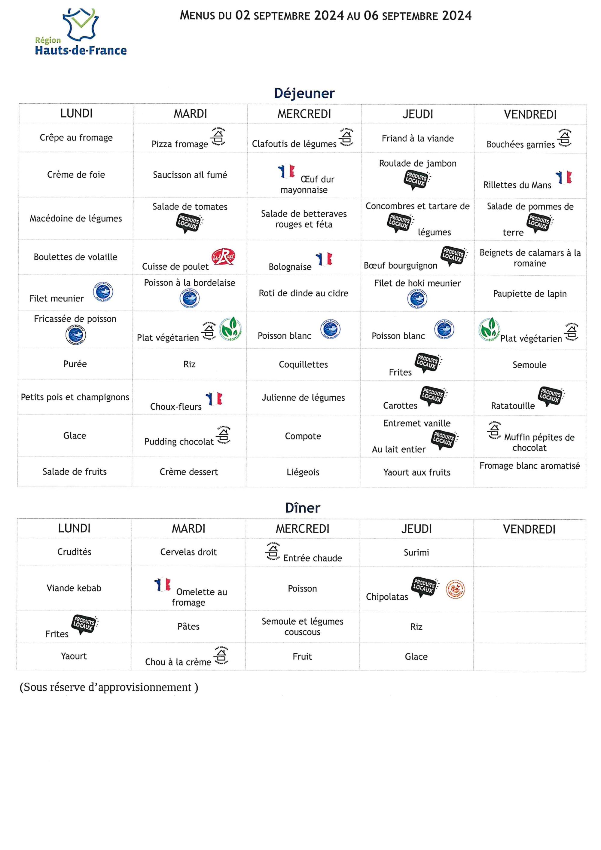 Menus Du Au Septembre Lyc E Polyvalent Lamarck Albert